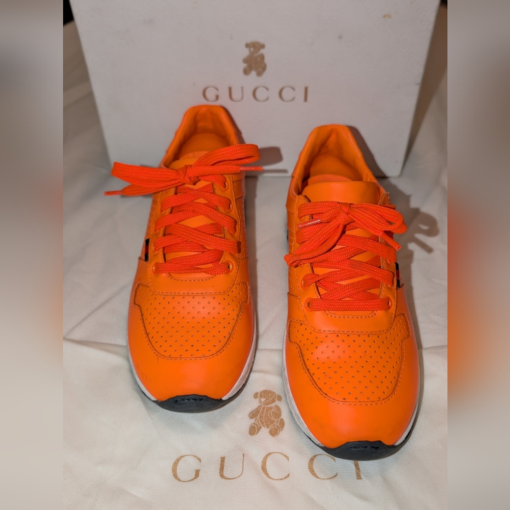 Gucci Kids Sneakers Fluorescent Orange Size 32 VGUC